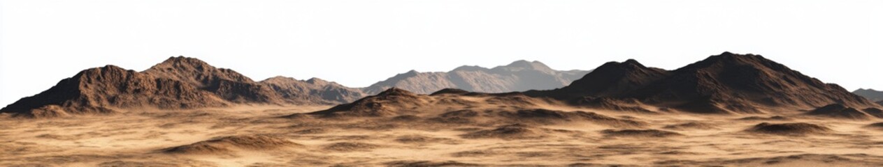 Obraz premium Vast Landscape with Mountain Ranges on the Horizon, an Isolated and Pristine Background for Otherworldly Desert Vistas.