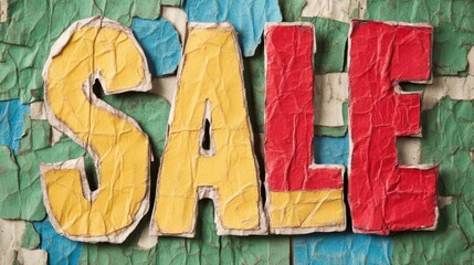 'Vintage-style sale poster with retro fonts and colors, isolated on a distressed paper texture background' 