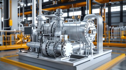 Obraz premium Light industrial equipment, 3D render, realistic textures, intricate mechanical parts
