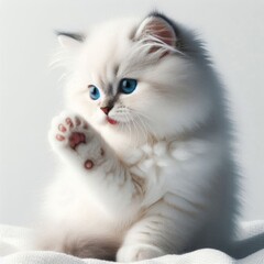 Fototapeta premium A soft, fluffy white cat. AI generated.