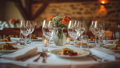 Rustic barn wedding with classic luxury decor and a flower backdrop