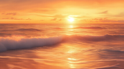 Fototapeta premium Abstract Coastal Sunset with Soft Orange Tones and Ocean Waves -