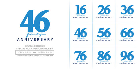anniversary logotype set vector, blue and black color for special day celebration