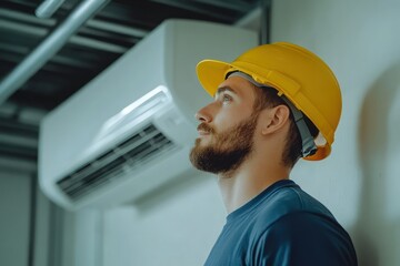 HVAC Technician Installing Air Conditioner in Home, AC Installation, Residential HVAC, HVAC Technician, Air Conditioning Unit, Heat Pump, Air Conditioning System, HVAC Repair, AC Repair, HVAC