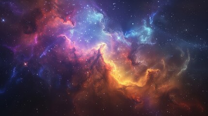 Fototapeta premium Stunning Cosmic Nebula with Vibrant Colors and Starry Background in Deep Space