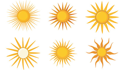 Set of sun isolated on transparent background, flat design