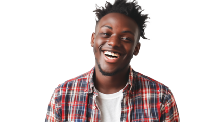 portrait of a happy young American man isolated on transparent background