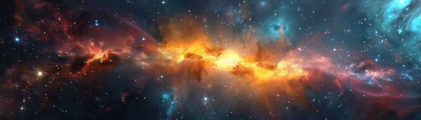 Stunning Cosmic Nebula in Deep Space with Vibrant Colors and Star Clusters