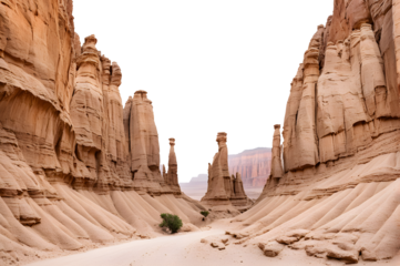 Rock formations in canyon landscape isolated on transparent background