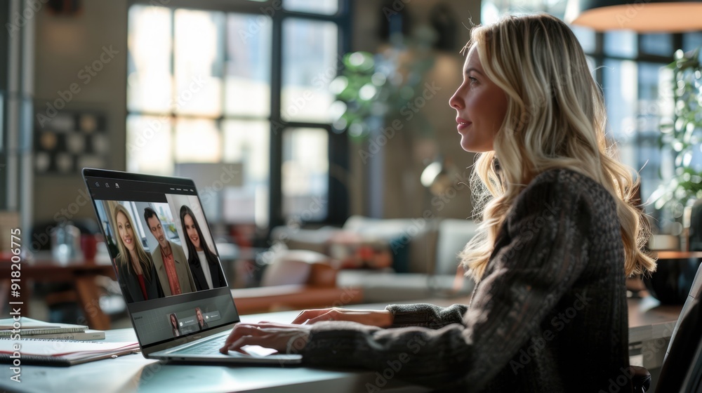 Poster the woman on video call