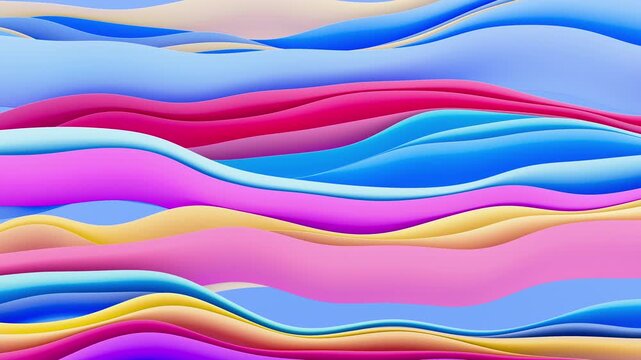3D render of live wallpaper from wavy shapes filled colorful gradient, 4K animated template