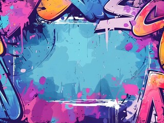 Obraz premium Vibrant Graffiti Style Spray Paint Textured Frame for Urban Themes with Bold Colorful Patterns