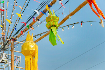 Abstract colorful lanterns of Thailand are an art and culture of the eastern region of Thailand.