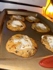  s'mores cookies on a pan 