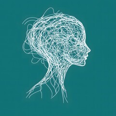 A head full of thoughts, fear, chaos, problems to solve. A swirl of emotions. Mental health concept