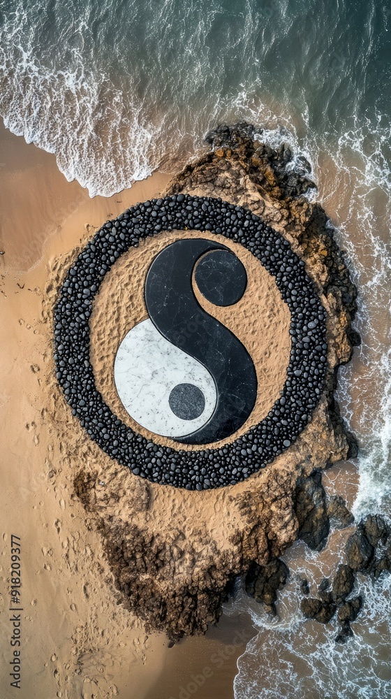 Wall mural Yin Yang Harmony in Nature Taoism Religion Spiritual Symbol - Generative AI