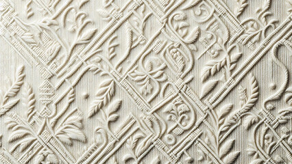Intricate White Floral Embossed Texture &ndash; Elegant 3D Decorative Patterns