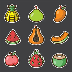 set of fruits good for sticker design, pattern design, element design, etc