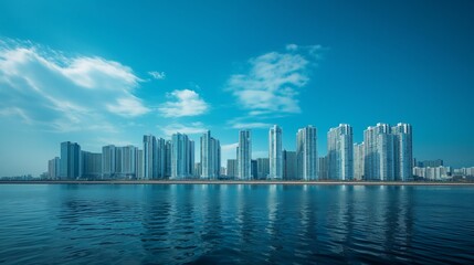 Obraz premium Korea Incheon buildings skyline with ocean front