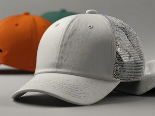 flat peak cap, baseball cap, men's on light background.  AI generated.