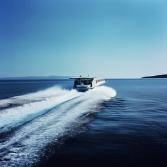 Fototapeta premium A hydrofoil ferry speeding across the Adriatic Sea