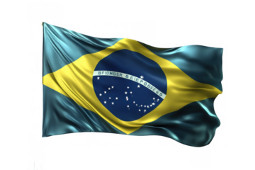 3D Brazilian Flag with Blue Heart