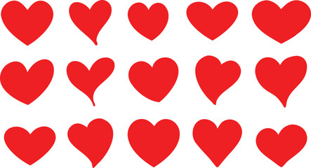 Red heart set. Heart vector icons. Vector set heart shape . Valentine's Day , medicine concept . Love passion concept. Romantic design.