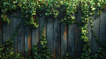 Obraz premium A photorealistic image of a lush green plant pushing through a weathered wooden fence.