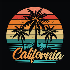 California typography t-shirt design vector illustration 