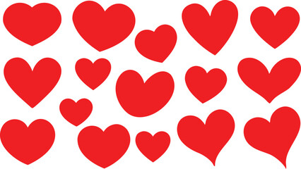 Romantic red heart icons set vector. Love hearts.