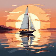 Naklejka premium sailboat at sunset