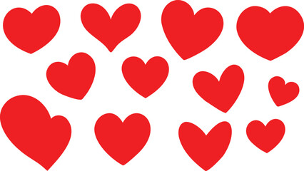 Red heart icons set vector. Love hearts.