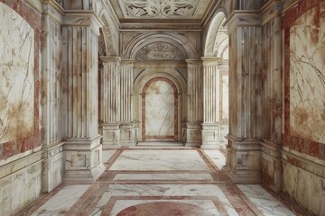 Timeless Elegance. Ancient Roman architecture meets modern interior design concept