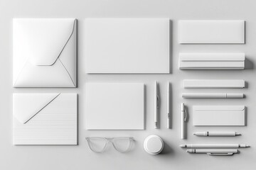 Realistic blank stationery set mockup isolated created with generative ai