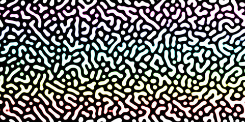Fototapeta premium Abstract Turing organic wallpaper with background. Turing reaction diffusion monochrome seamless pattern with chaotic motion. Natural seamless line pattern. Linear design with biological shapes.