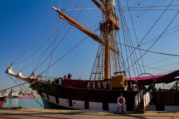Durres,Albania,August 1,2024: the school ship Palinuro anchored in the Port of Durres
