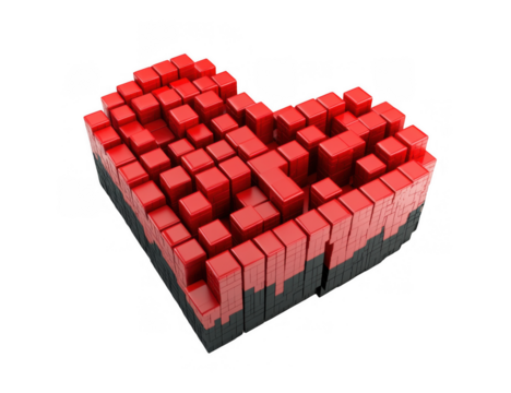 Pixelated Red Heart with Black Border