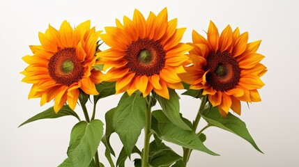 Fototapeta premium Three Sunflowers in Bloom