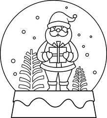 Christmas Snow globe coloring page outline.
Christmas Glass snowball coloring drawing.