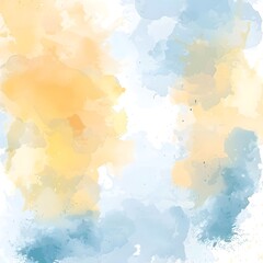 Obraz premium Light blue and yellow watercolor background in a pastel color style, illustration with a simple design, white space in the middle