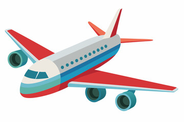 Fototapeta premium Red and Blue Airplane with Three Engines