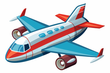 Naklejka premium Cartoon Airplane with Red and Blue Color Scheme