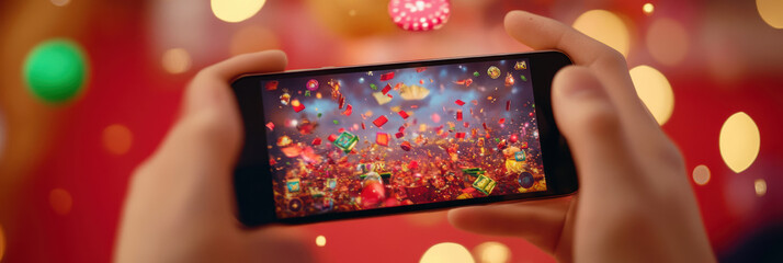 Fototapeta premium Gaming hall with slot machines, casino. AI generative.