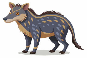 Fototapeta premium Cartoon illustration of a spotted hyena with brown and blue fur