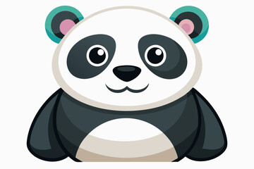 Fototapeta premium Cartoon Panda with Teal Ears and Pink Inside