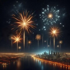 fireworks over the city, illustration