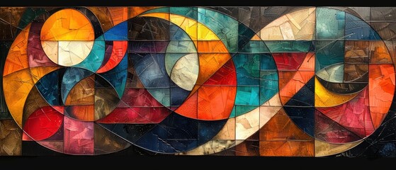 Fototapeta premium Cubist composition, fragmented forms, geometric shapes, bold outlines.