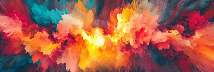 Abstract Colorful Explosion, Vibrant Swirls of Paint - A dynamic abstract painting with vibrant colors symbolizing energy, creativity, passion, explosion, and movement.