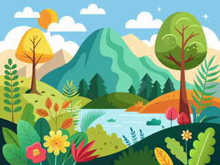 Hand-drawing Nature background, Illustration