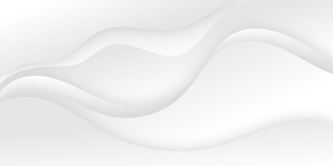 Fototapeta premium White and light gray abstract paper wave luxurious background. Smooth and clean modern abstract wave curve lines banner design.